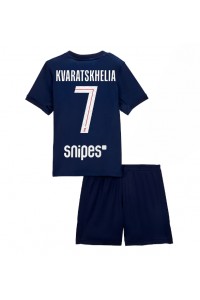 Paris Saint-Germain Khvicha Kvaratskhelia #7 Jalkapallovaatteet Lasten Kotipeliasu 2025-26 Lyhythihainen (+ Lyhyet housut)